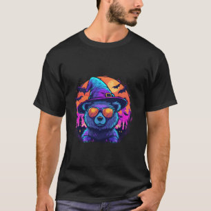 Halloween Panda Bear Bats Pumpkin Lantern Haunted T-Shirt