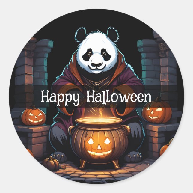 Halloween Panda Classic Round Sticker (Front)