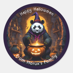Halloween Panda Magic Classic Round Sticker