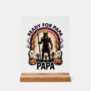 Halloween Papa Shirt Vintage Graveyard Sunset Desi Acrylic Sign
