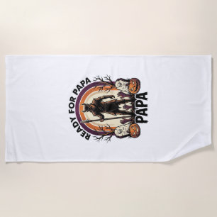 Halloween Papa Shirt Vintage Graveyard Sunset Desi Beach Towel