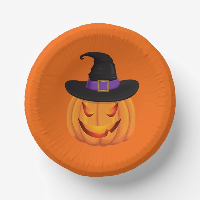 Halloween Paper Bowls-Pumpkin  Paper Plate (Front)