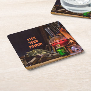 Halloween Paper Coasters, Pick Your Poison Square Paper Coaster