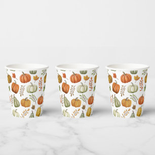 Halloween Paper Cup With Pumpkins - White