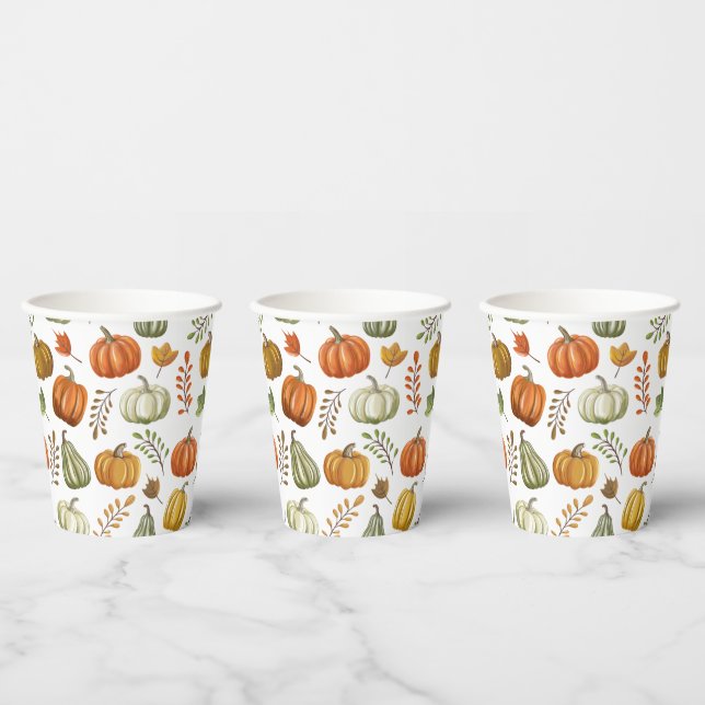 Halloween Paper Cup With Pumpkins - White (Multi)