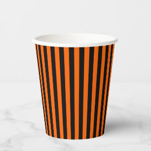 Halloween Paper Goblet Black Orange Stripes Cups