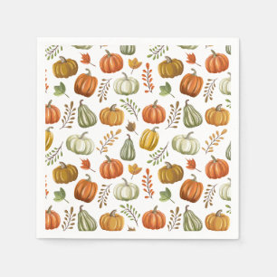 Halloween Paper Napkin With Pumpkins - White