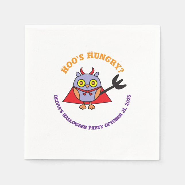 Halloween Paper Napkins Owl Devil (Front)