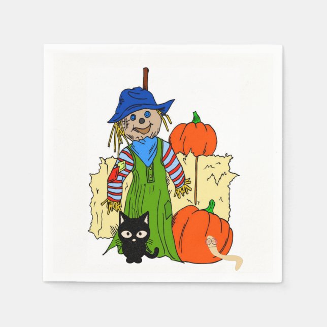 Halloween Paper Napkins, Scarecrow Napkin (Front)