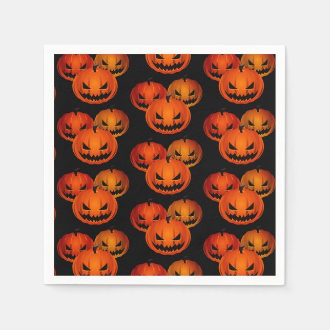 Halloween Paper Napkins-Scary Pumpkins     Napkin (Front)