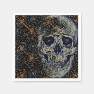 Halloween Paper Napkins-Skull & Webs Napkin