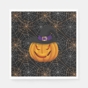 Halloween Paper Napkins-Spider Webs & Pumpkin Napkin