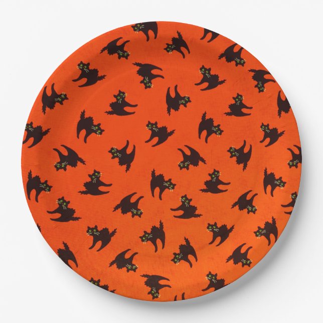 Halloween Paper Plates/Black Cat Plate (Front)