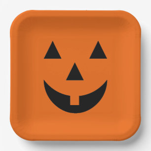 Halloween Paper Plates-Pumpkin Face  Paper Plates