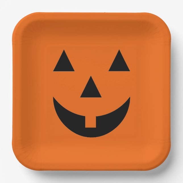Halloween Paper Plates-Pumpkin Face  Paper Plates (Front)