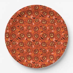 Halloween Paper Plates/Pumpkins, Ghost and Bats Plate