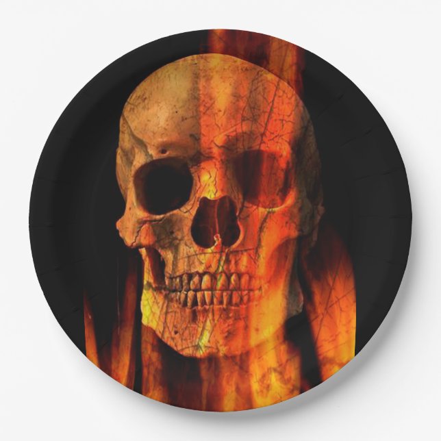 Halloween Paper Plates/Skull on Fire Plate (Front)