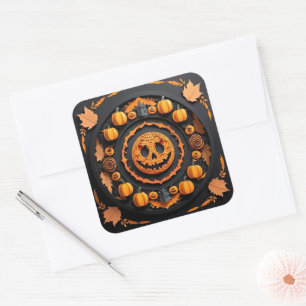 Halloween Papercuat Mandala Square Sticker