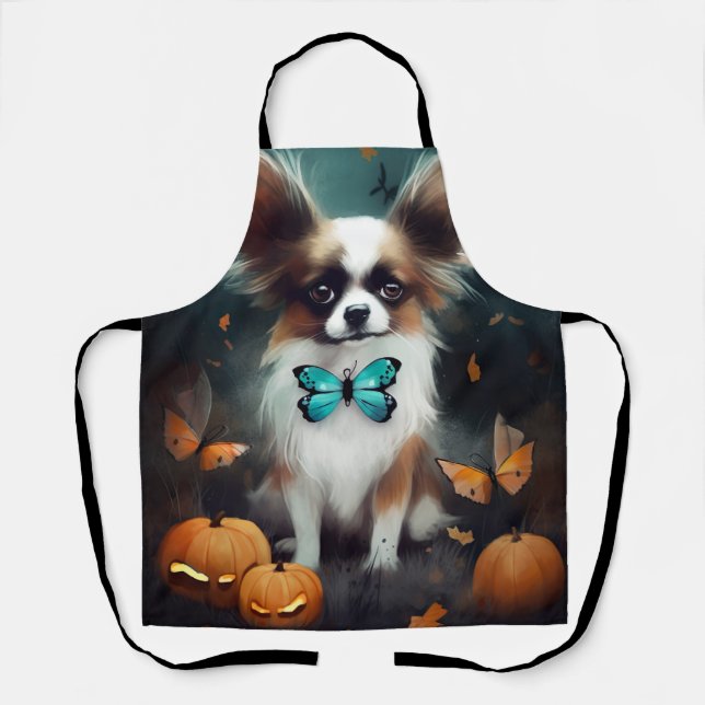 Halloween Papillon With Pumpkins Scary  Apron (Front)
