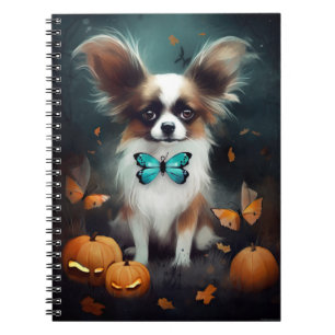Halloween Papillon With Pumpkins Scary  Notebook