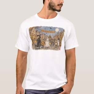 Halloween Parade Night Scene Illustration T-Shirt
