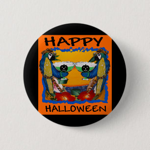 HALLOWEEN PARROTS 6 CM ROUND BADGE