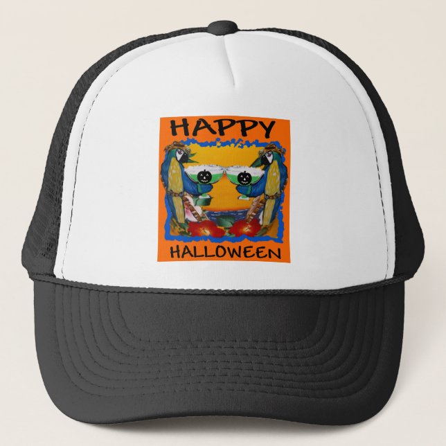 HALLOWEEN PARROTS TRUCKER HAT (Front)