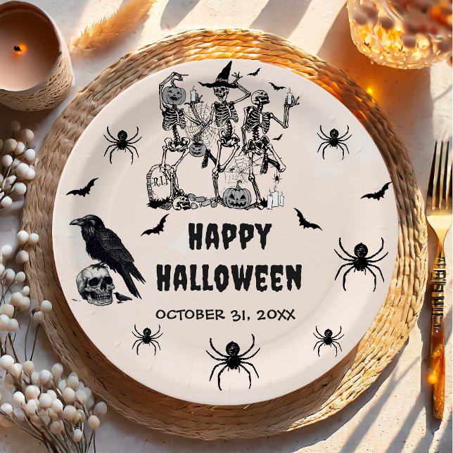 Halloween Party Adult Vintage Gothic Skull Paper Plate (Creator Uploaded)