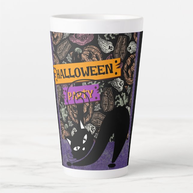 Halloween Party and Black Cat Mug (Front)