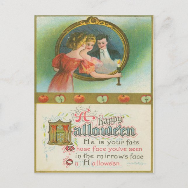 Halloween Party Apples Divination Vintage Postcard (Front)