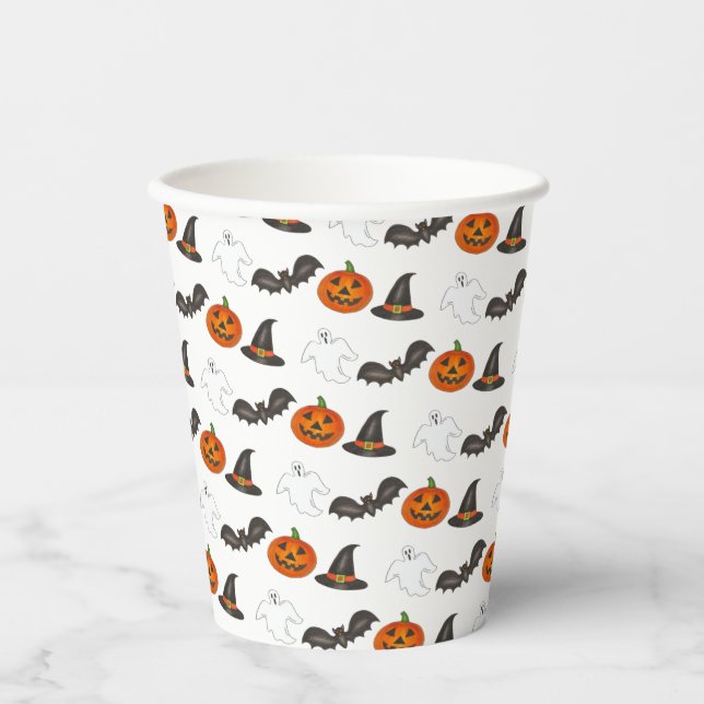 Halloween Party Bat Pumpkin Witch Ghost Paper Cups (Front)
