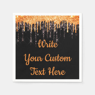 Halloween Party Birthday Serviette Orange & Black Napkin