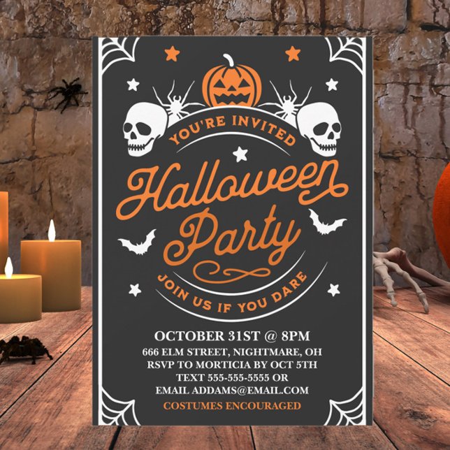 Halloween Party Black And Orange Customisable Invitation (Creator Uploaded)