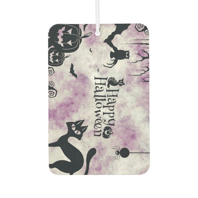 Halloween Party Black Cat Evil Pumpkins Scary Owls Car Air Freshener (Front)