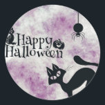 Halloween Party Black Cat Evil Pumpkins Scary Owls Classic Round Sticker<br><div class="desc">Halloween Party Black Cat Evil Pumpkins Scary Owls Classic Round Sticker. Unique,  beautiful,  stylish design. Easy to be personalised. Font style,  size and colours can be changed. Matching items are available.</div>