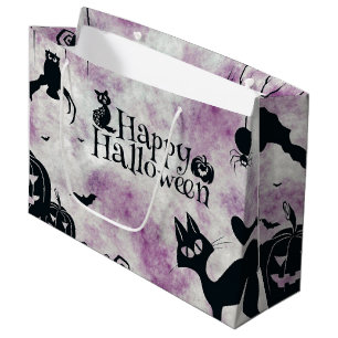 Halloween Party Black Cat Evil Pumpkins Scary Owls Large Gift Bag