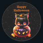 Halloween Party Black Cat Pumpkin Horror Scary Classic Round Sticker<br><div class="desc">Halloween Party Black Cat Pumpkin Horror Scary Classic Round Sticker. Unique,  beautiful,  stylish design. Easy to be personalised. Font style,  size and colours can be changed. Matching items are available.</div>