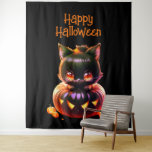 Halloween Party Black Cat Pumpkin Horror Scary Tapestry<br><div class="desc">Halloween Party Black Cat Pumpkin Horror Scary Tapestry. Unique,  beautiful,  stylish design. Easy to be personalised. Font style,  size and colours can be changed. Matching items are available.</div>