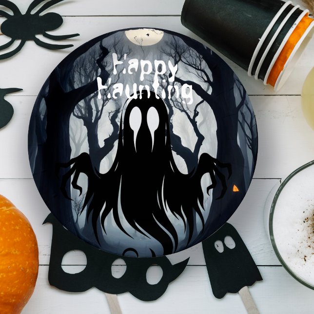 Halloween Party Black Ghost Boos and Booze  Paper Plate (Creator Uploaded)