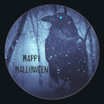 Halloween Party Black Raven Crow Blue Forest Classic Round Sticker<br><div class="desc">Halloween Party Black Raven Crow Blue Forest Classic Round Sticker. Easy to be customised to your preference. Perfect for Halloween Parties. Matching items available. Stay safe and Happy Halloween.</div>