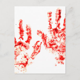 Halloween Party Bloody Handprint Postcard