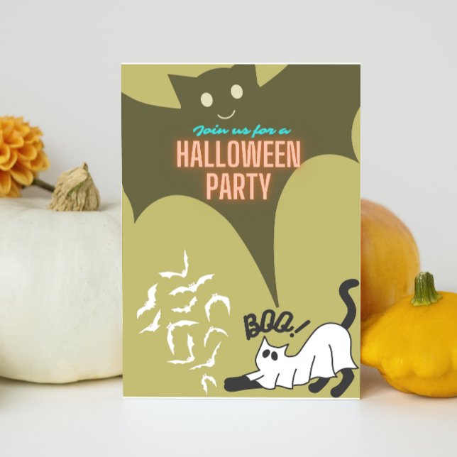 Halloween party boo cat custom invitations (Creator Uploaded)