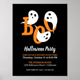 Halloween Party Boo Ghosts Black Invitation Poster