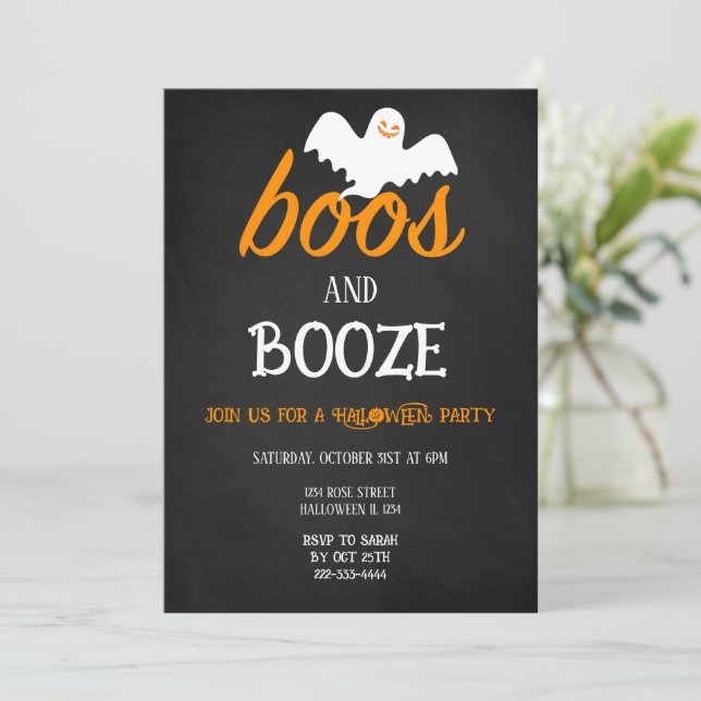 Halloween Party Boos and Booze Invitation (Standing Front)