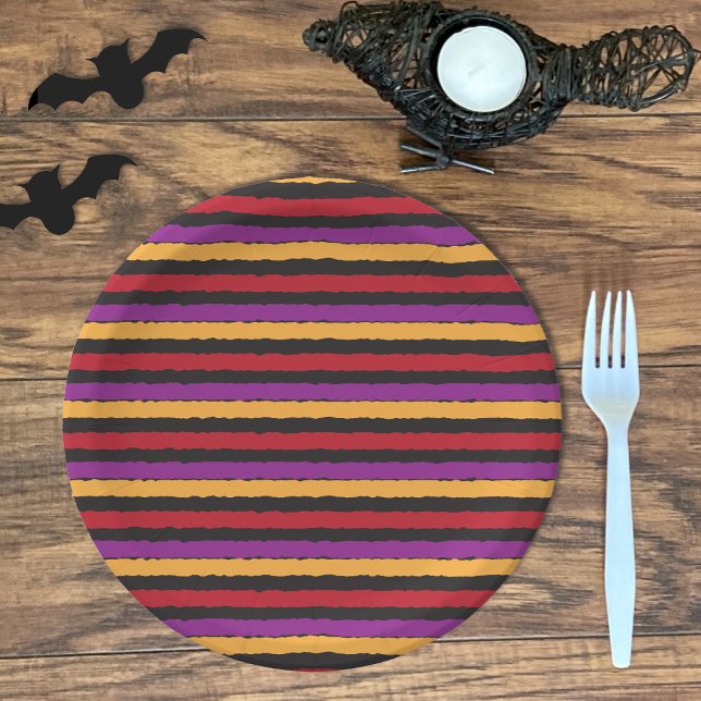 Halloween Party Bright Stripes Paper Plates (Creator Uploaded)