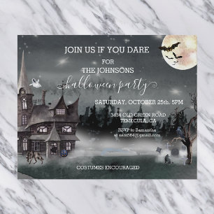 Halloween Party Budget Haunted house Watercolor