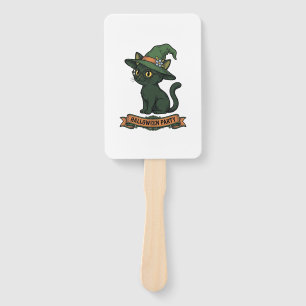 Halloween Party Cat Vintage Vector Design_1 Hand Fan