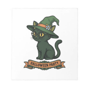Halloween Party Cat Vintage Vector Design_1 Notepad
