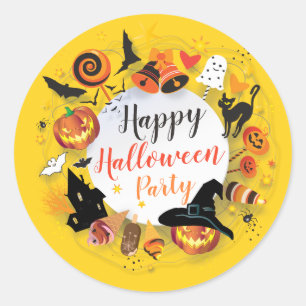 Halloween Party Characters Trendy Design Custom Classic Round Sticker