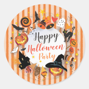 Halloween Party Characters Trendy Design Custom Classic Round Sticker